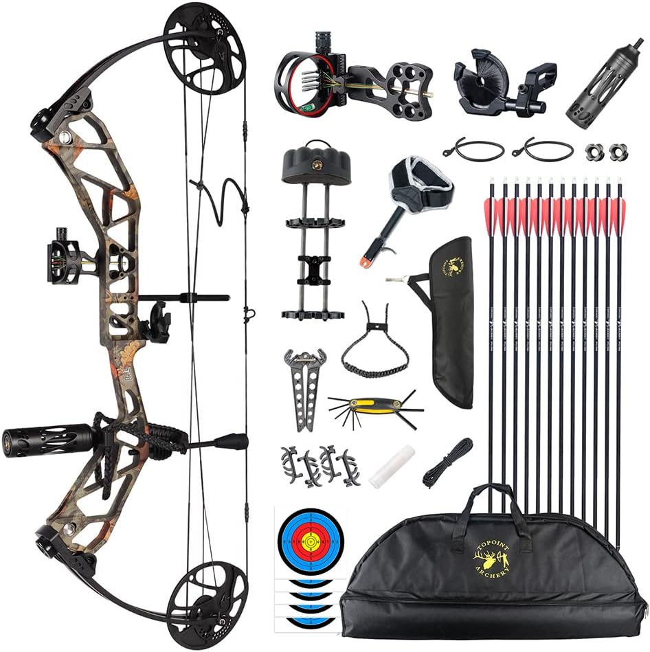 ZSHJGJR Compound Bow Kit, Hunting and Target, Limb Made in USA,BCY String; Draw Weight 19-70 lbs, Draw Length 19-30",up to IBO 320FPS Speed, Package with Archery Hunting Accessories