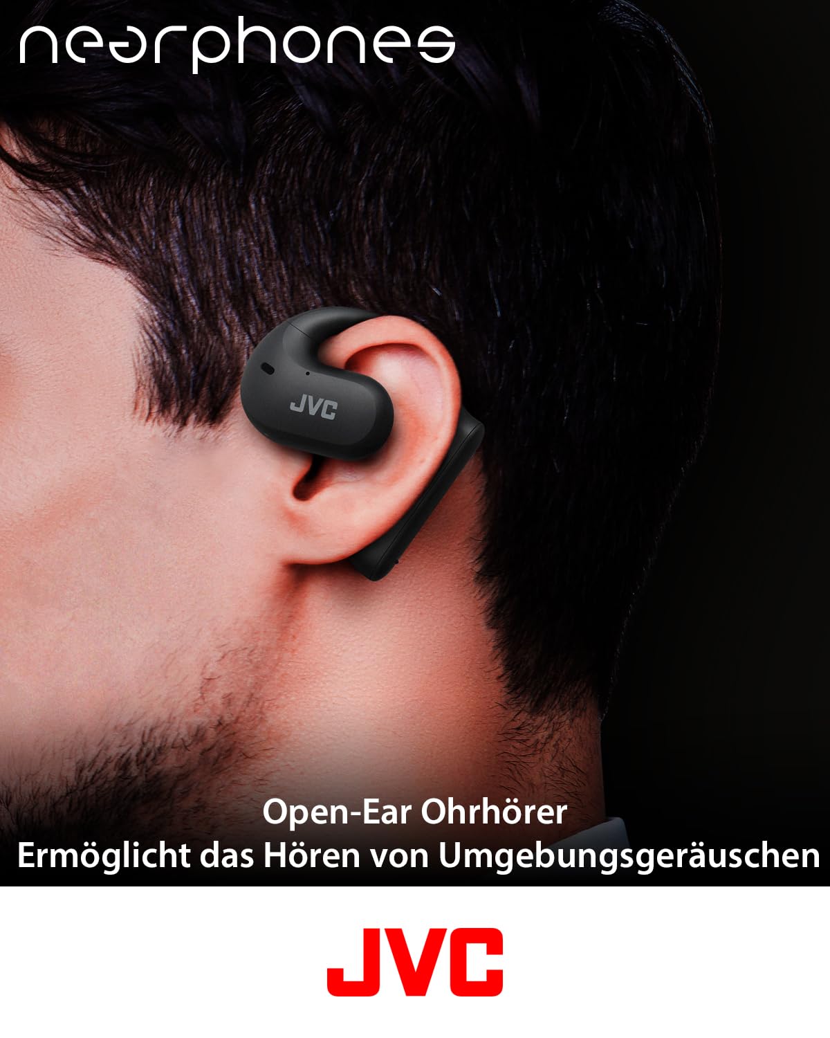 JVC Nearphones HA-NP35T-B, True Wireless Earbuds, Open Ear Design, IPX4, Mikrofon-Muting, 17 Std. Laufzeit, BT 5.1, (Schwarz)