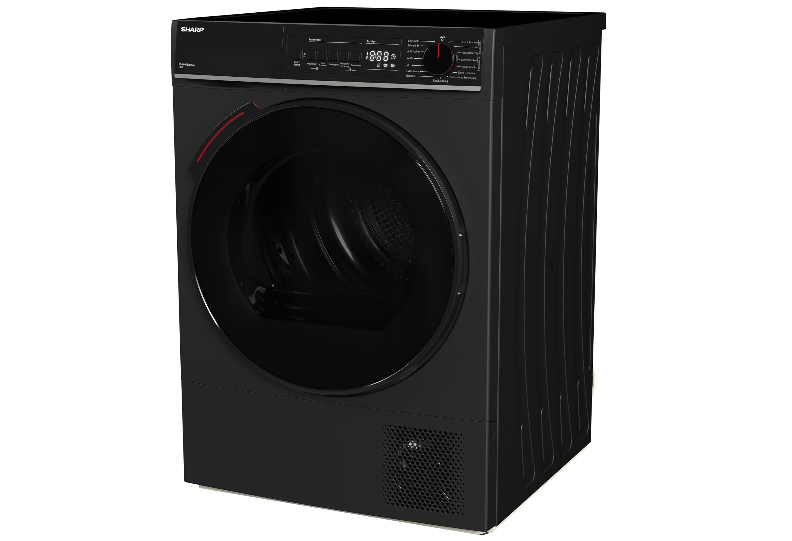 SHARP KD-WNHB0S9GAC-DE Wärmepumpentrockner (10 kg, EEK C), (15 Trockenprogramme, 20 Min. Kurzprogramm, WiFi, Edelstahltrommel mit LED-Beleuchtung), Espresso Gray