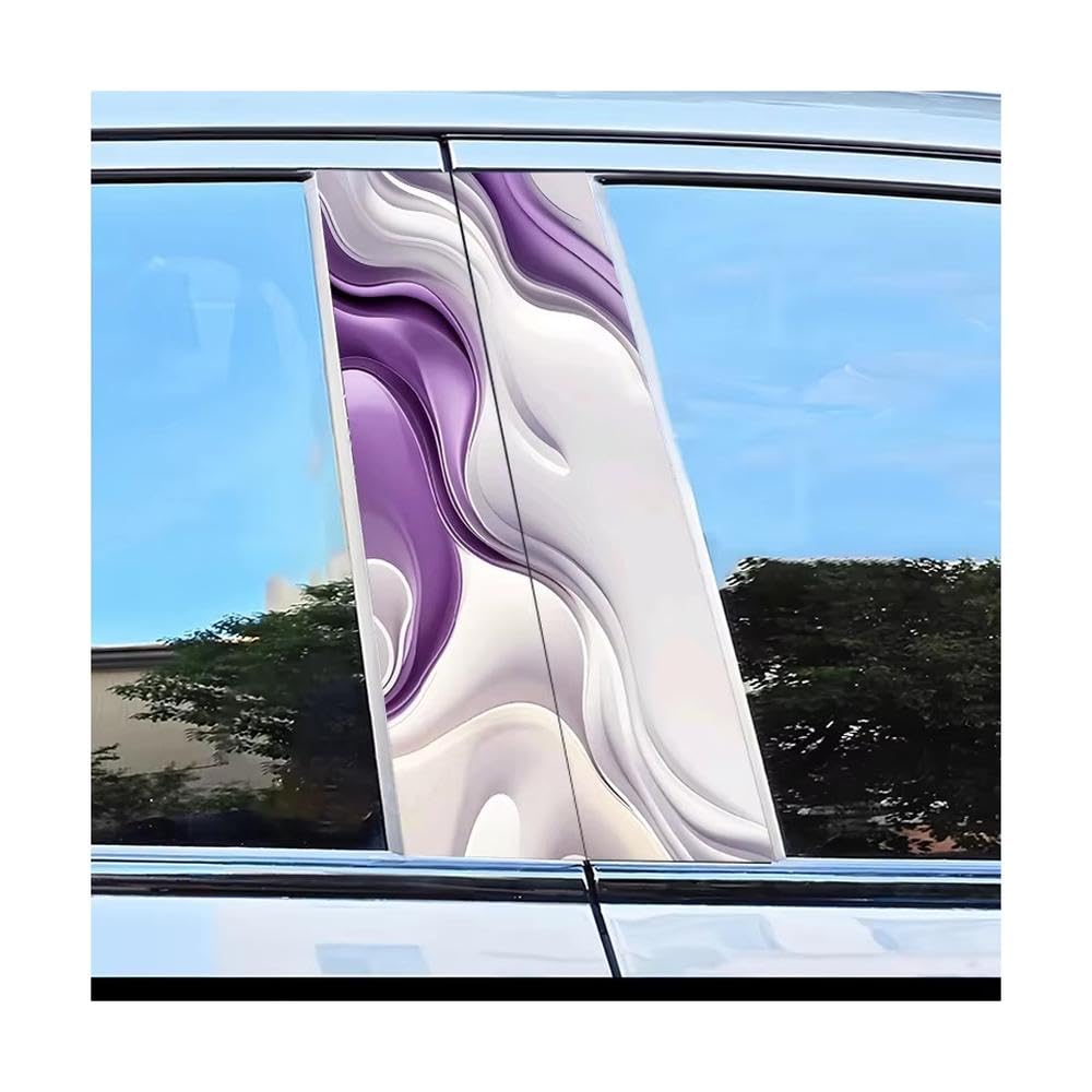Bertdcx One Color 2Pcs Car Center Pillar Protection Stickers Wave Pattern Scratch Resistant Film Auto Parts