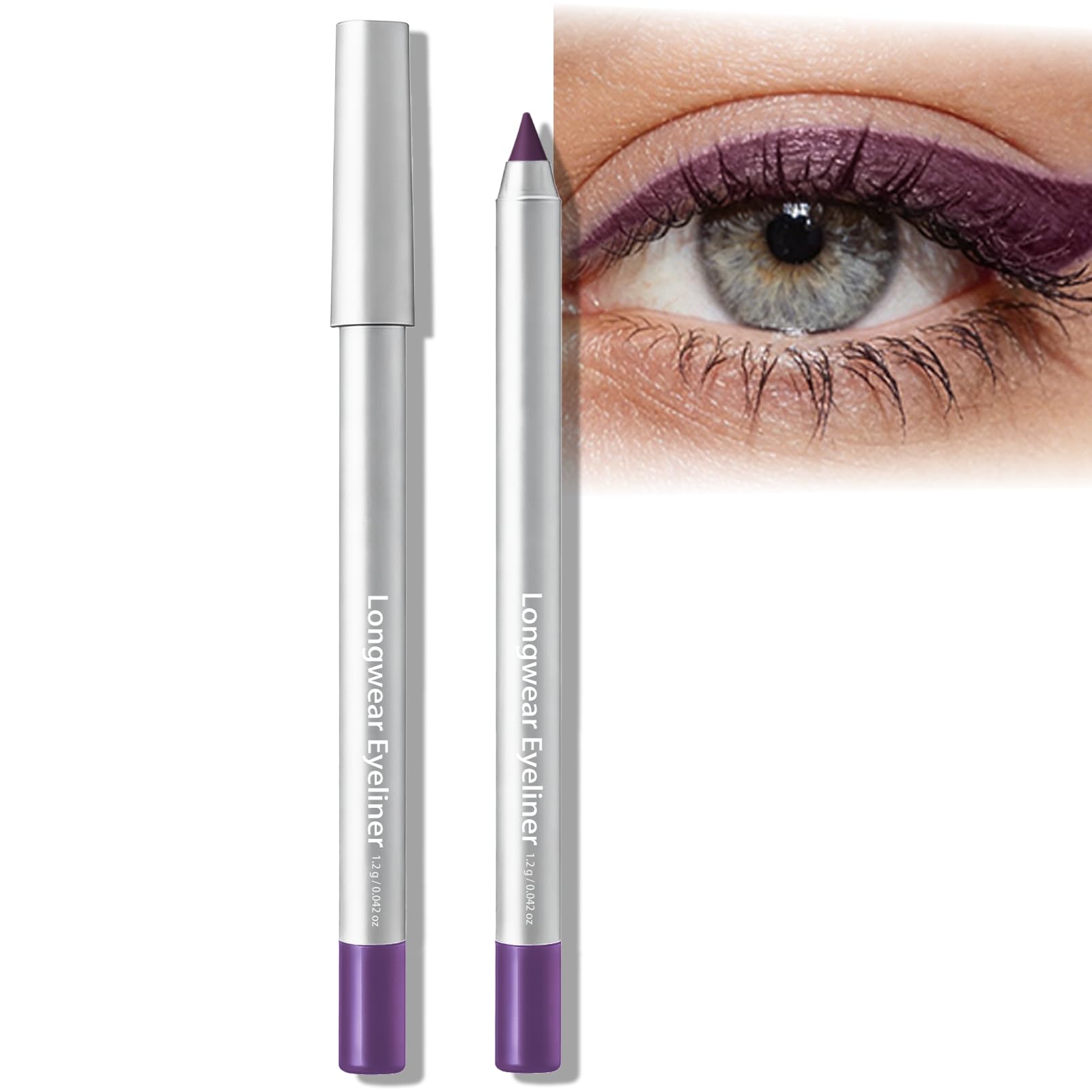 Purple Plum Eyeliner Pencil, Waterproof Smudge Proof Longwear Waterline Eye Liner for Women, Sharpenable Matte Gel Eyeliner Pen Multi-Use High Pigmented Smooth Creamy Formula for Mature Eyes #6Plum Purple