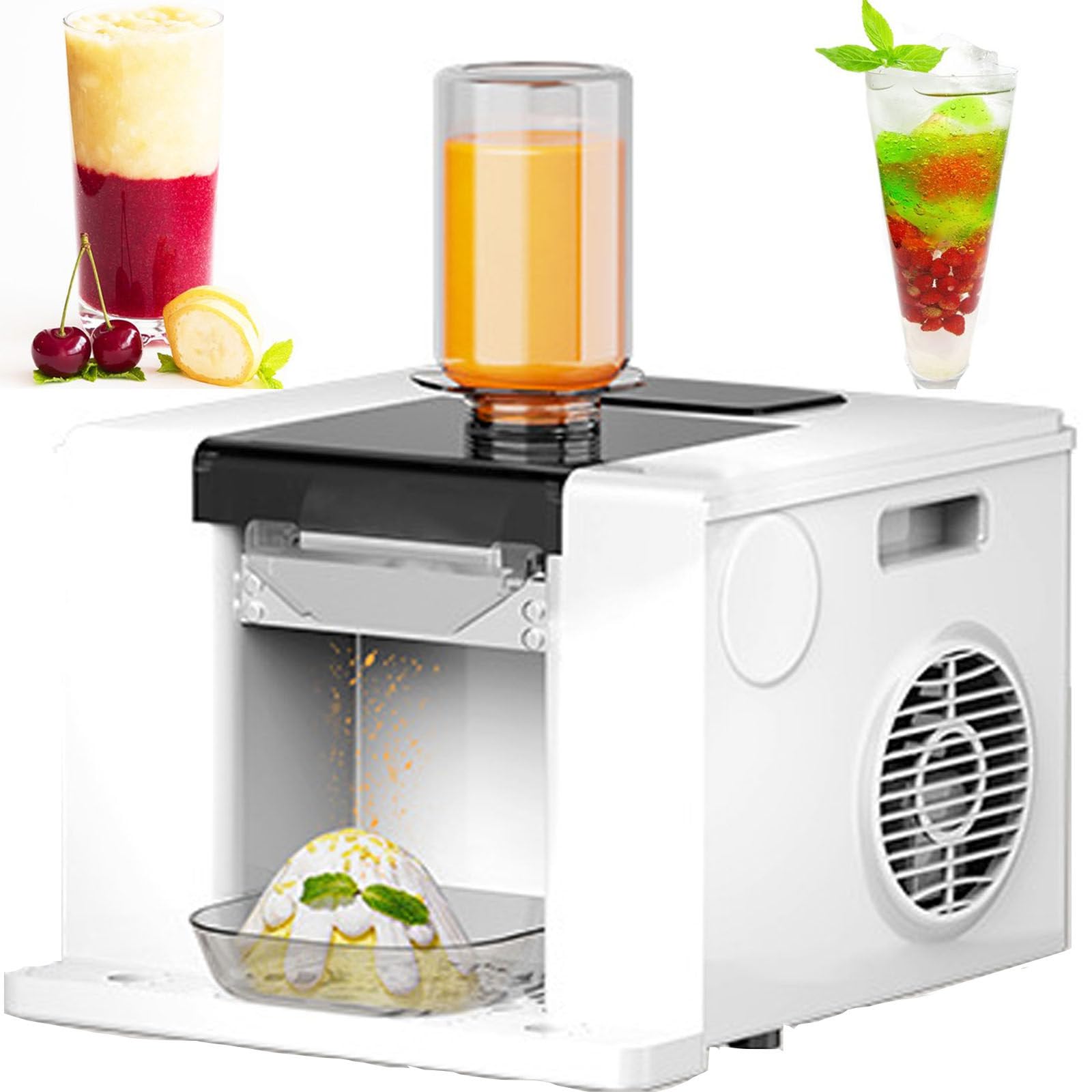 Genérico Máquina eléctrica para raspar Hielo, trituradora de Hielo Comercial de 60 kg/día con depósito de 750 ml y Bandeja para Hielo para Bares y heladerías (Blanca).