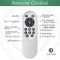 Vista 7 de Modern Flower Ceiling Fan with Light and Remote, Low Profile Ceiling Fans with Lights, 36 Inch Black Flush Mount Ceiling Fan with 3 Light Color 6