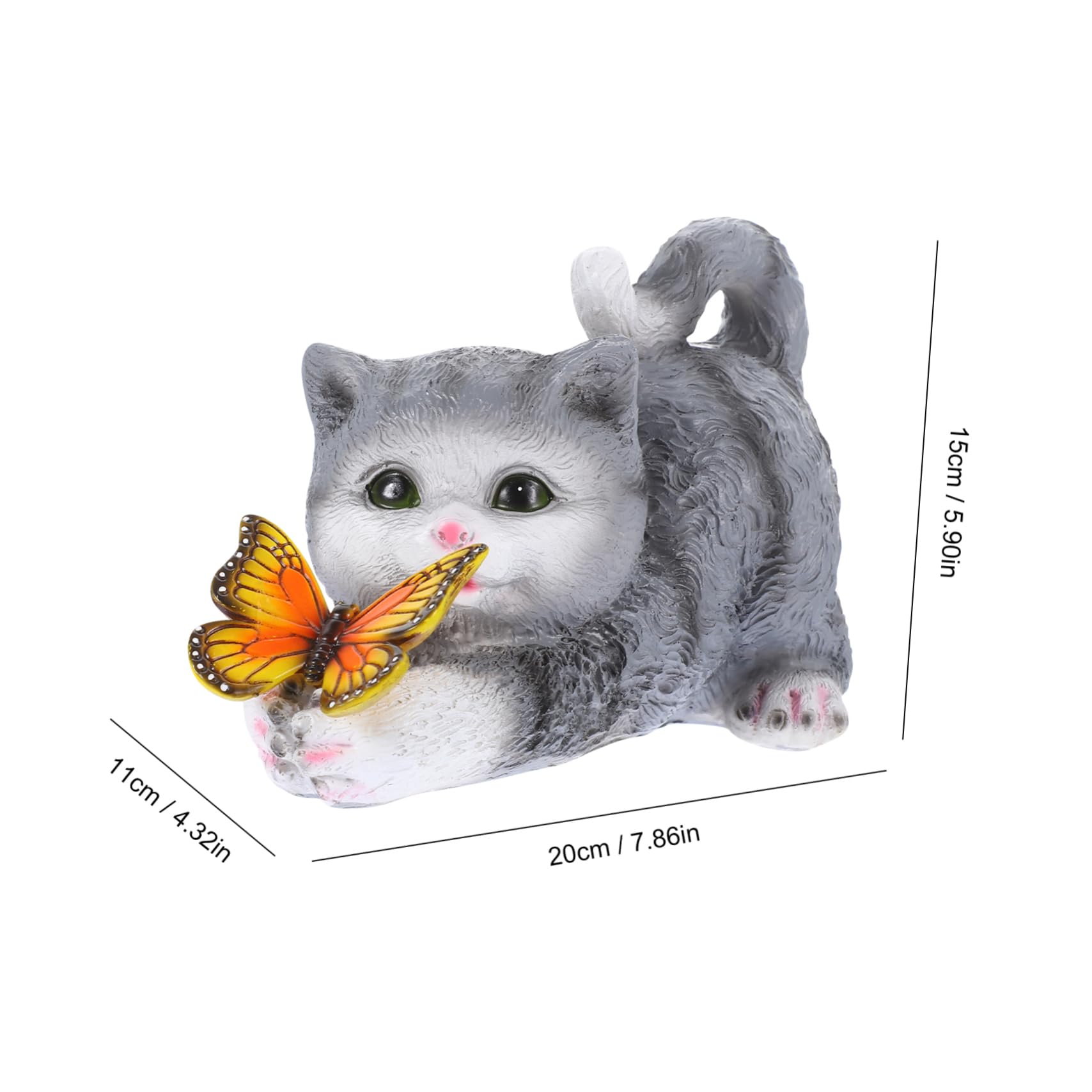 BESPORTBLE Solar Katzenstatue aus Kunstharz für Garten und Terrasse | Lebendige Tierfigur in Realistischer Form, Dekoratives Modell für Sammler, Passend bei Raumgestaltung