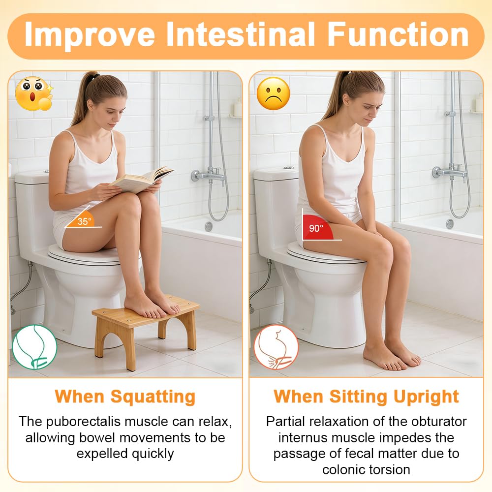 NAVESO Toilettenhocker Erwachsene Kinder Holz, Squatty Potty, Kackhocker, Rutschfester Klohocker, Hocker Toilette Holz für Erwachsene Kinder Bekämpft Verstopfung Blähungen, Hohe Tragfähigkeit