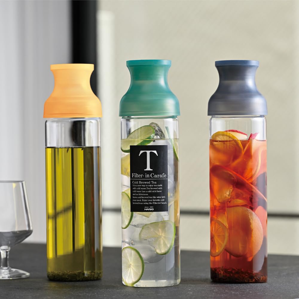 HARIO FIR-100-TY Filter-In Flasche, Karaffe, praktisches Fassungsvermögen, 1000 ml, gelb, Cold Brew Tee, hergestellt in Japan