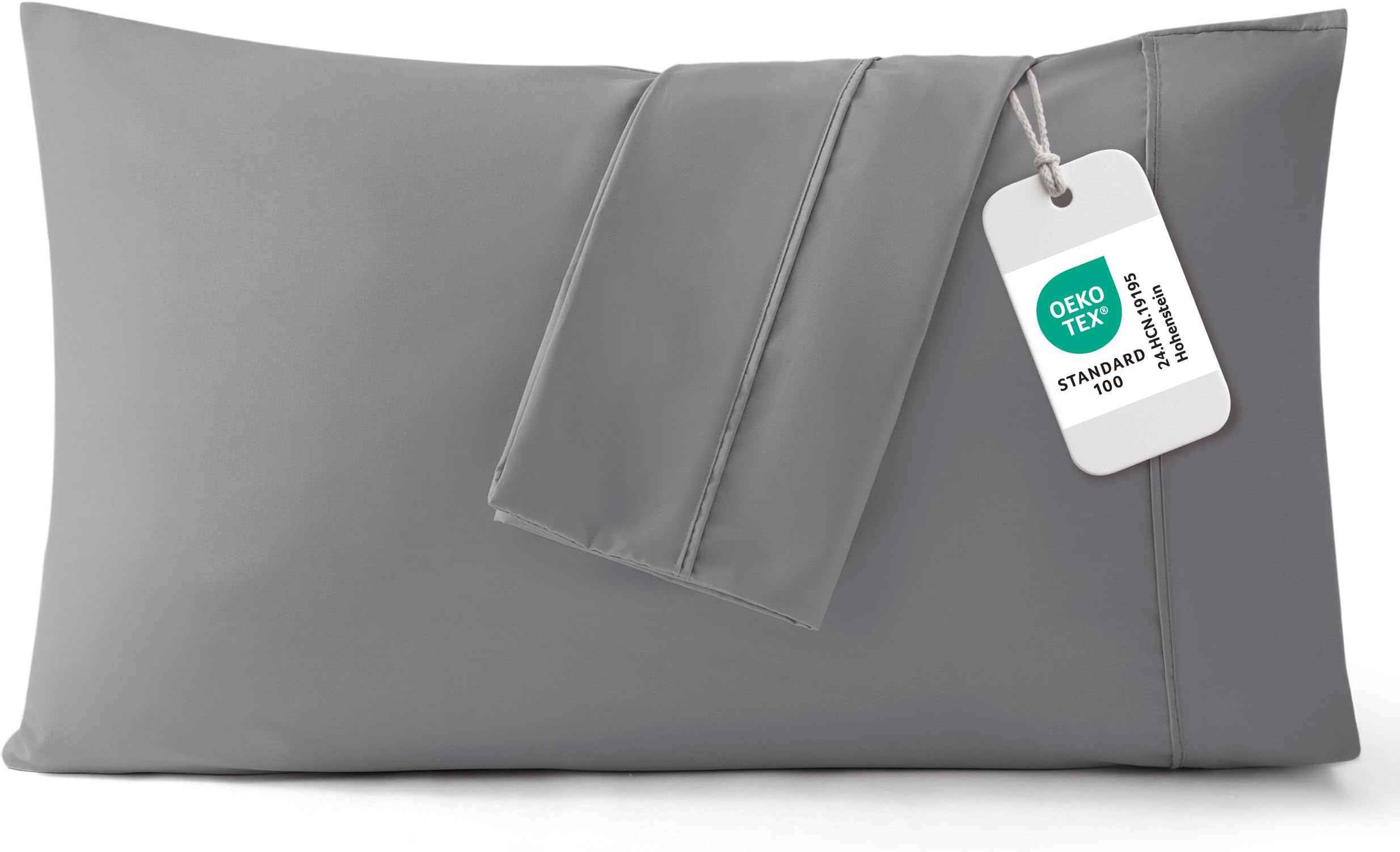King Size Pillow Cases Set of 2 - Silver Grey Brushed Microfiber Pillowcases 2 Pack, Super Soft Pillow Case Cover with Envelope Closure for Kids, Wrinkle, Fade Resistant, 20x36 Inches