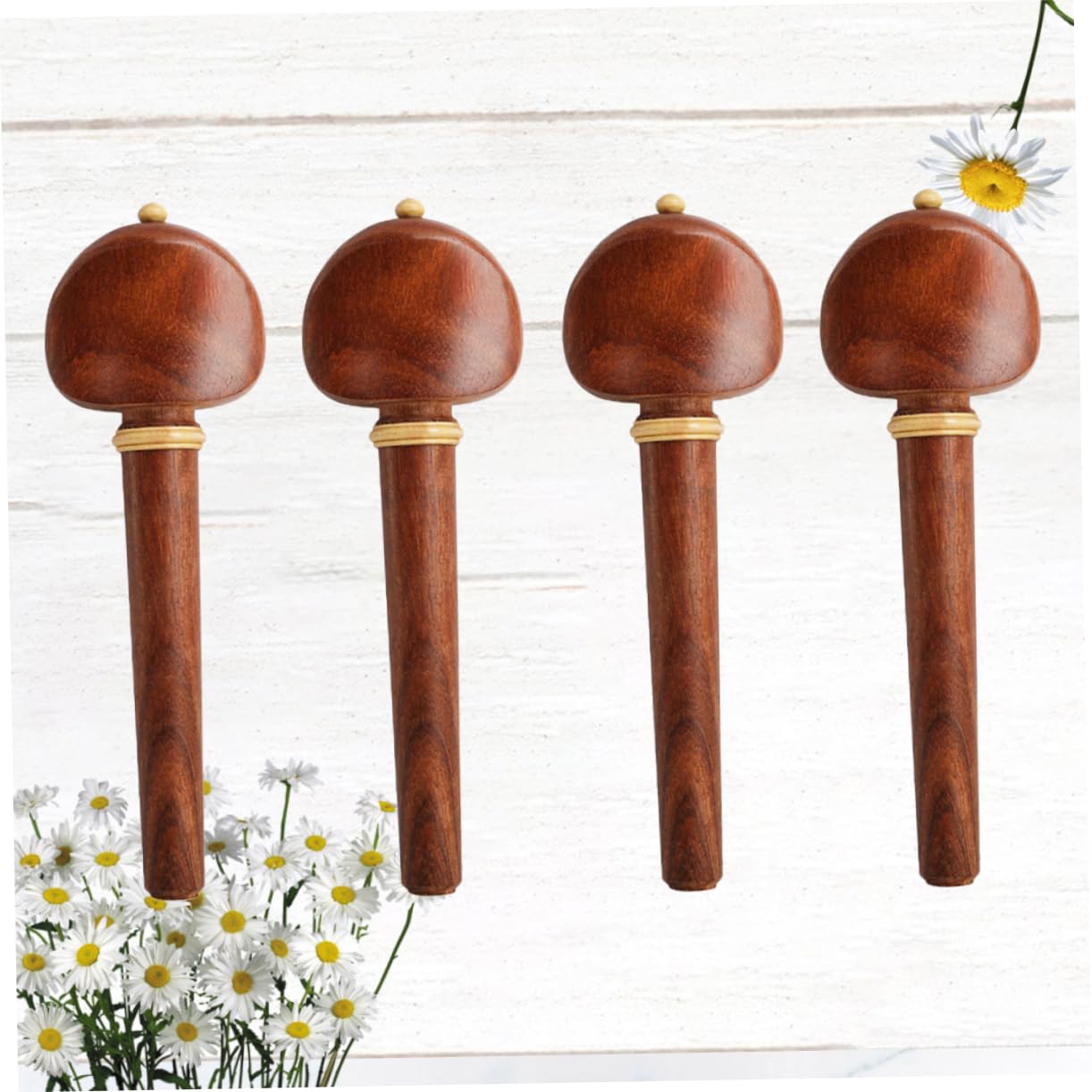 BESTonZON Rosewood Cello Pegs 4pcs Cello Shaft Handle Wooden Pegs Tailpiece End Pin Musical Instruments Accessories