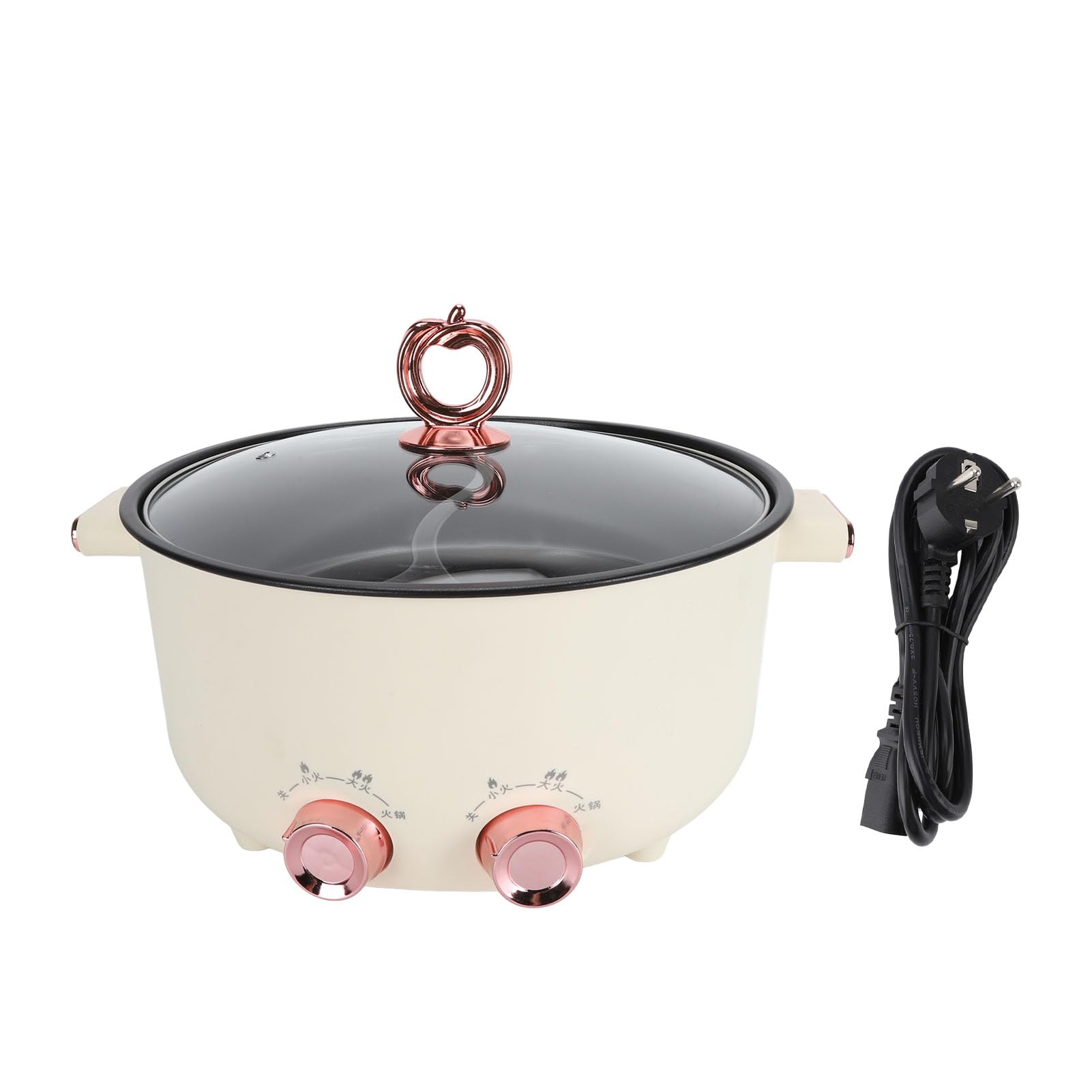 Luocute Hotpot Eléctrico con Divisor 7l Gran Capacidad Doble Sabor Doble Hot Hot Dual -Side 2 Temp Temp Sabtings por Lado para Cocinar Freing Beige