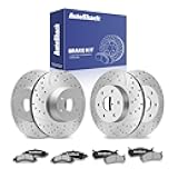 AutoShack Front & Rear Drilled & Slotted Brake Rotors Ceramic Brake Pads Replacement for Chevrolet Suburban 1500 Tahoe GMC Yukon XL 1500 4WD Silver Zinc Coated 12-PC Brake Kit SilverShield Pro