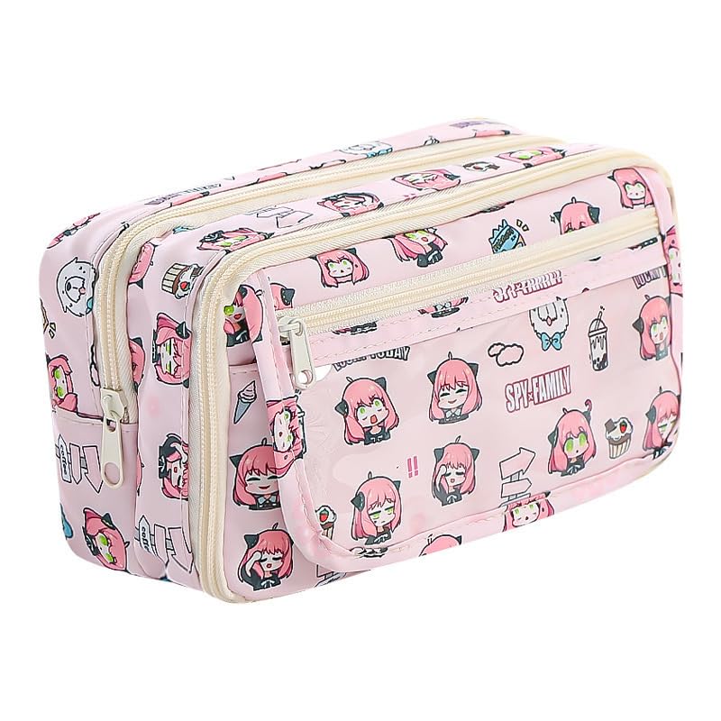 JXBBAAC Estuche de Lápices Spy Family, Estuche Multifuncional, Bolsa de Cosméticos, Papelería de Gran Capacidad Porta lápices Útiles Escolares Spy Family Papelería de Regalo