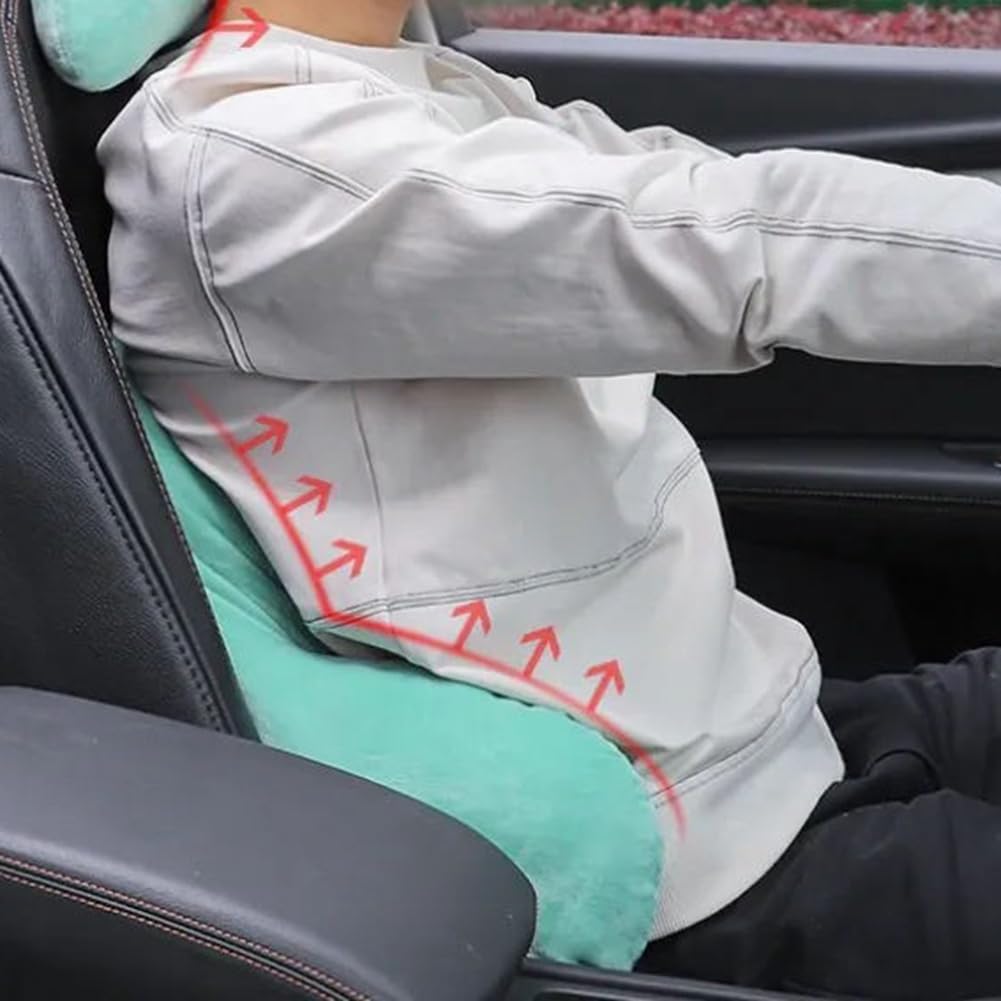 Cojín de Apoyo Lumbar y Reposacabezas para Automóvil, Kit de Almohada Apoyo Lumbar y Almohada para el Cuello del Automóvil con Forma de Dinosaurio, para Almohada para Dormir