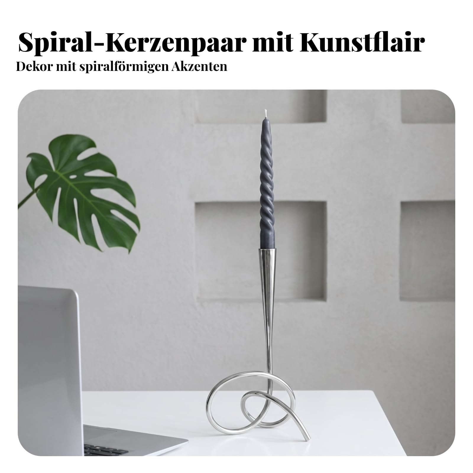 Colcolo Kerzenhalter Silber Spiralform Kerzenständer Tafelkerzenhalter Dekokerzenhalter aus Edelstahl mit Geschwungenem Fuß Und, Silberner Gedrehter Spiral-Kerzenhalter, Hoch