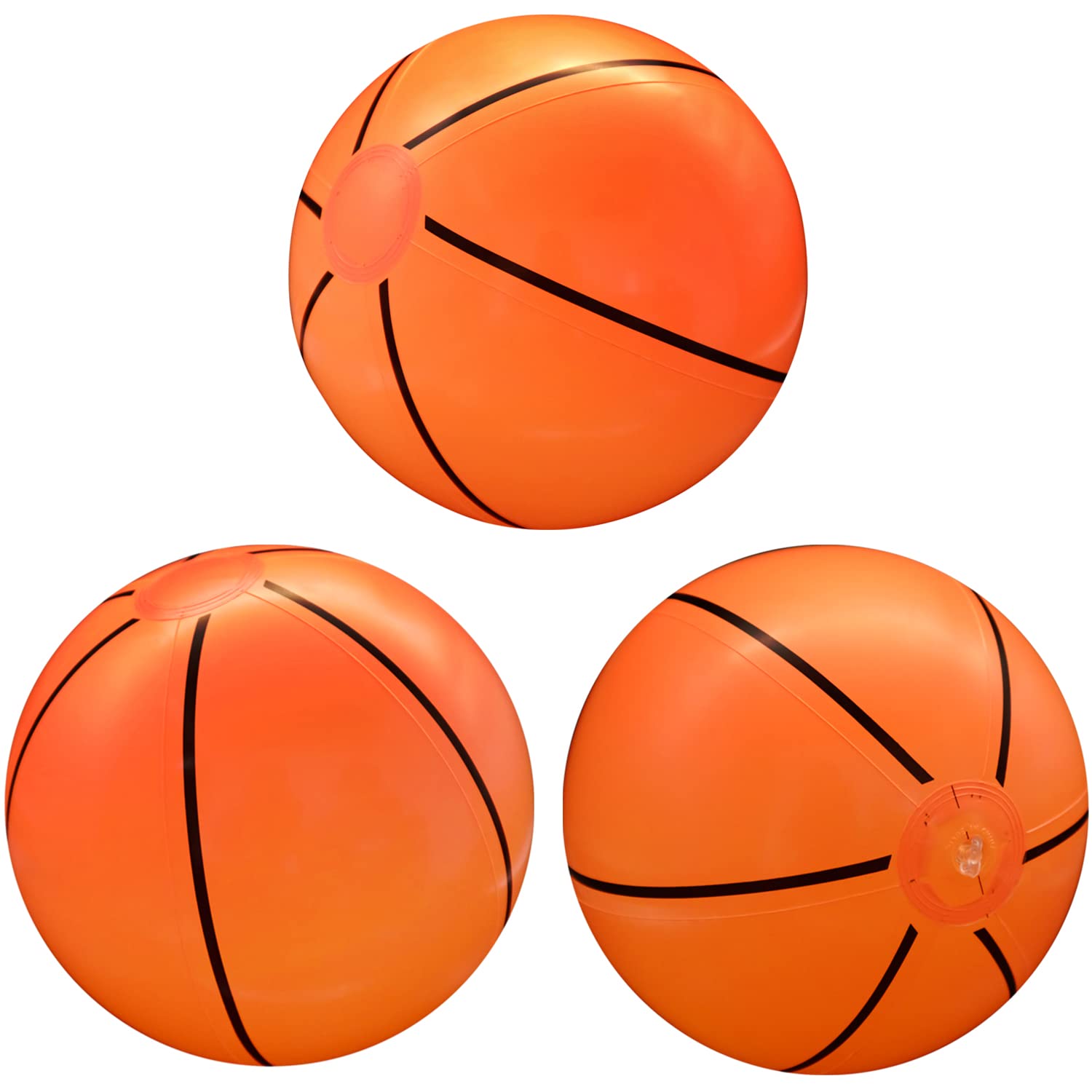 Lamnhin 16'' Basketballs Beach Ball for Kids - 3 Pack Beach Balls Bulk Inflatable Pool Bulk Hawaiian Tropical Theme Basketball Party Favors Supplies