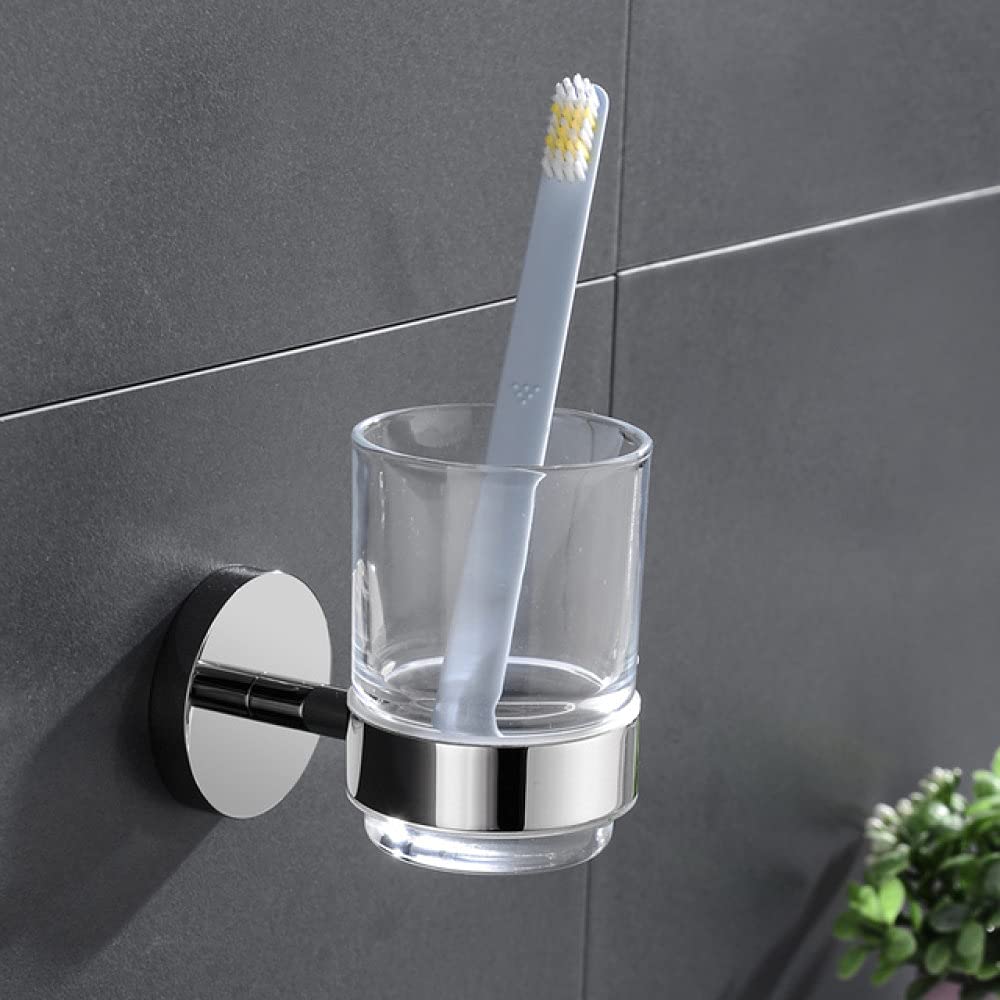 VVW&LIU Juego de Accesorios de baño Toallero Soporte de Papel Cepillo de baño Cromado Anillo de Toalla Gancho para Bata Accesorios de baño, Soporte de Cepillo de Dientes