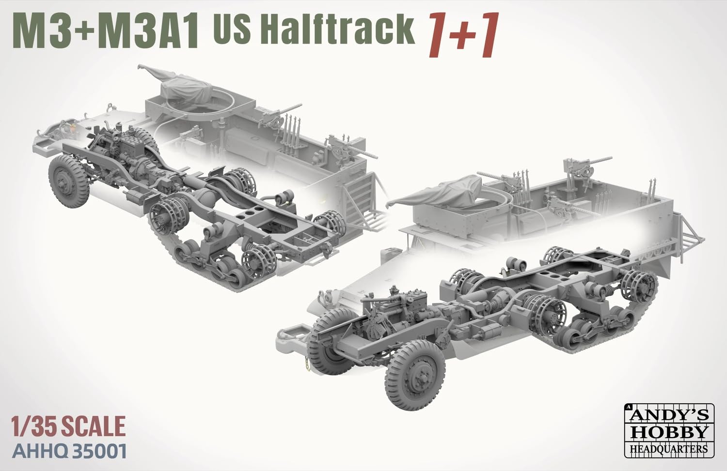 Tacom Andies Hobby HQ 1/35 USA M3 M3A1 Half Truck 1+1 Combo Kit Model plastikowy TKOAHHQ-35001