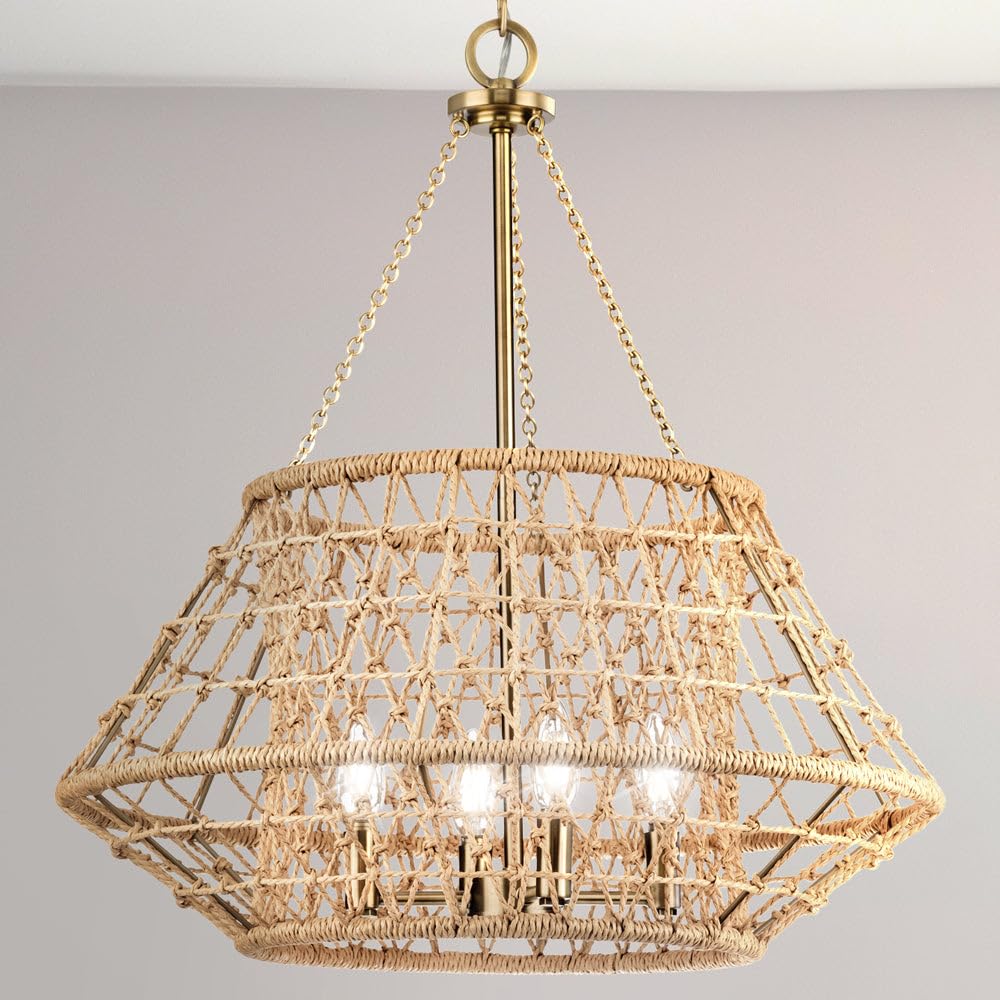 (similar incomplete)Urban Ambiance Luxury Bohemian Chandelier, Medium Size: 23.625''H x 22.375''W, with Coastal Style Elements, Vintage Brass Finish, UHP4683 from The Tirana Collection