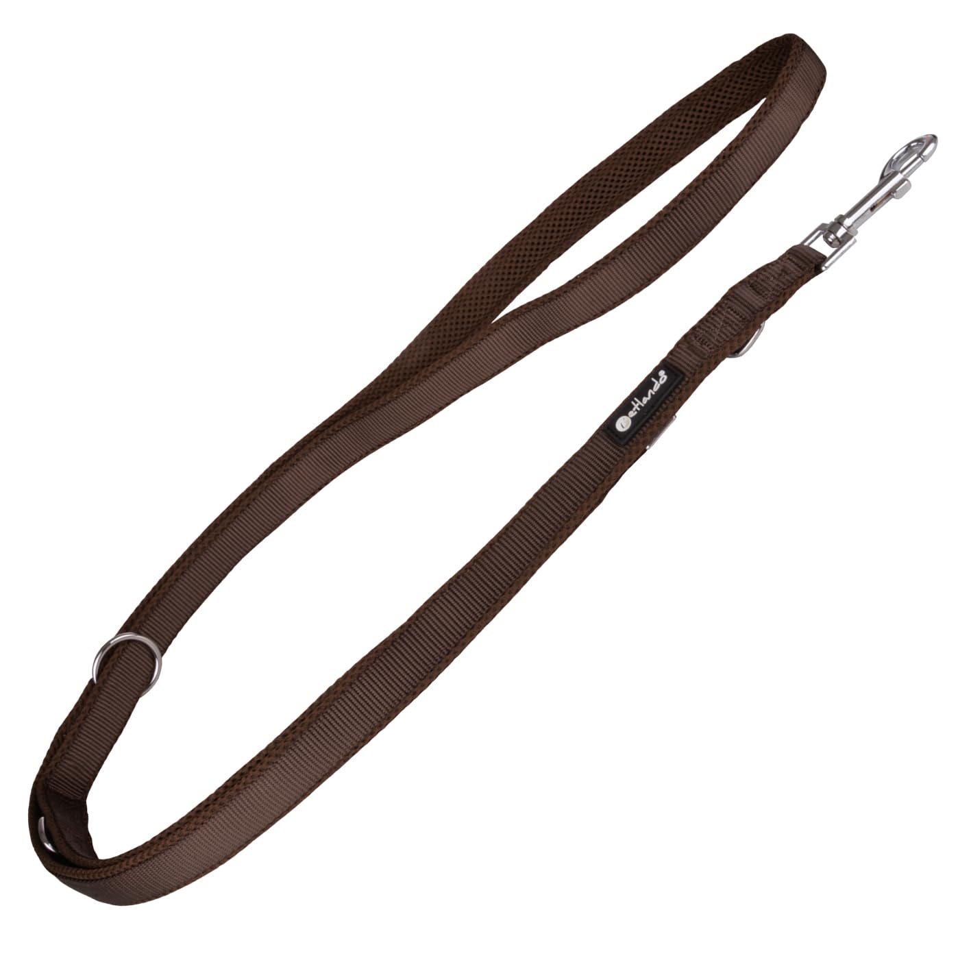 Petlando Hundeleine 2m Mesh, weich gepolstert, atmungsaktiv, leicht & robust, Führleine 3 Fach verstellbar mit Karabiner, Freihandleine, Umhängeleine, Leine für kleine Hunde, Mokka 230x1,5cm