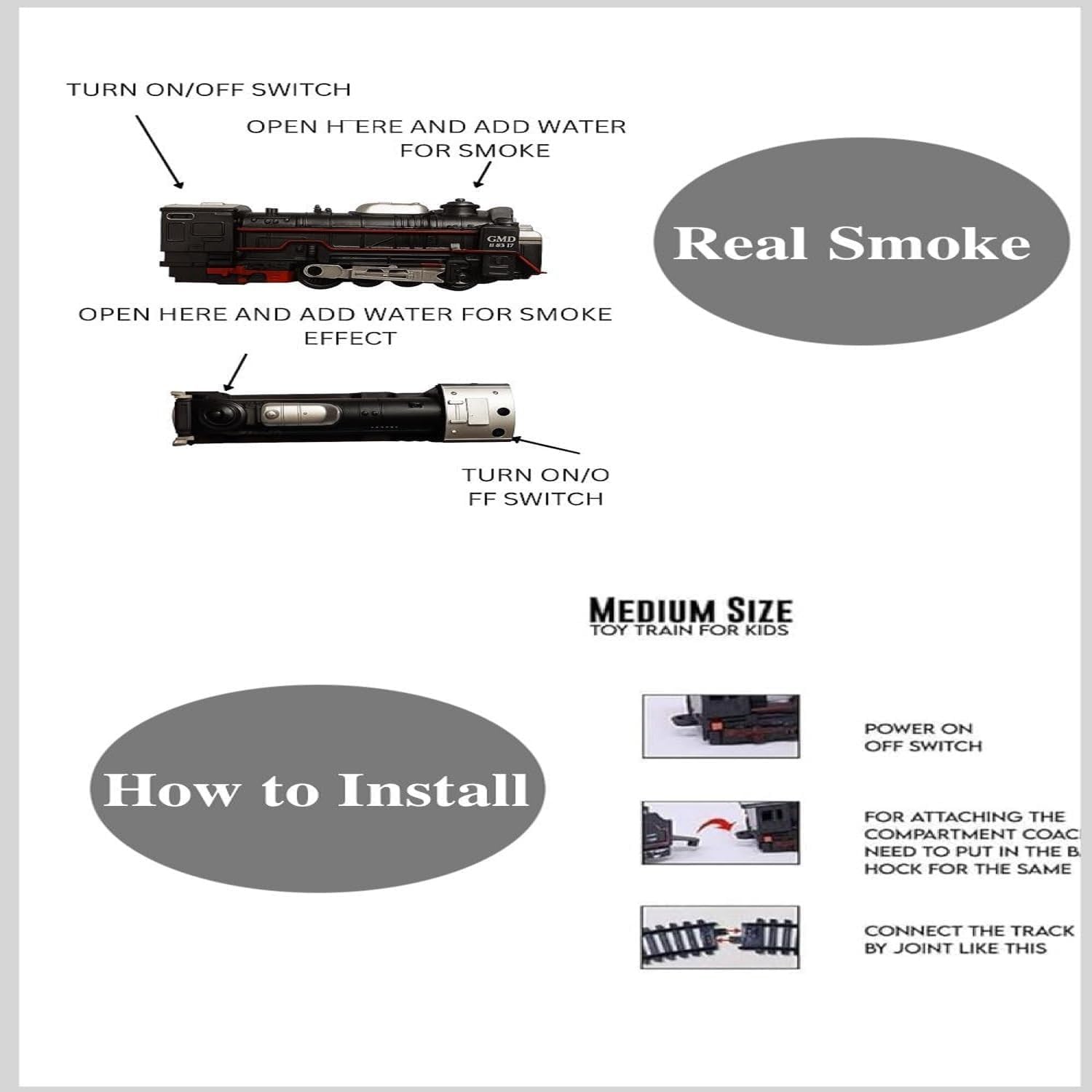 Braintastic Smoke Train Toy Set with Sound and Music (Rail Gaadi 21 pcs) 2