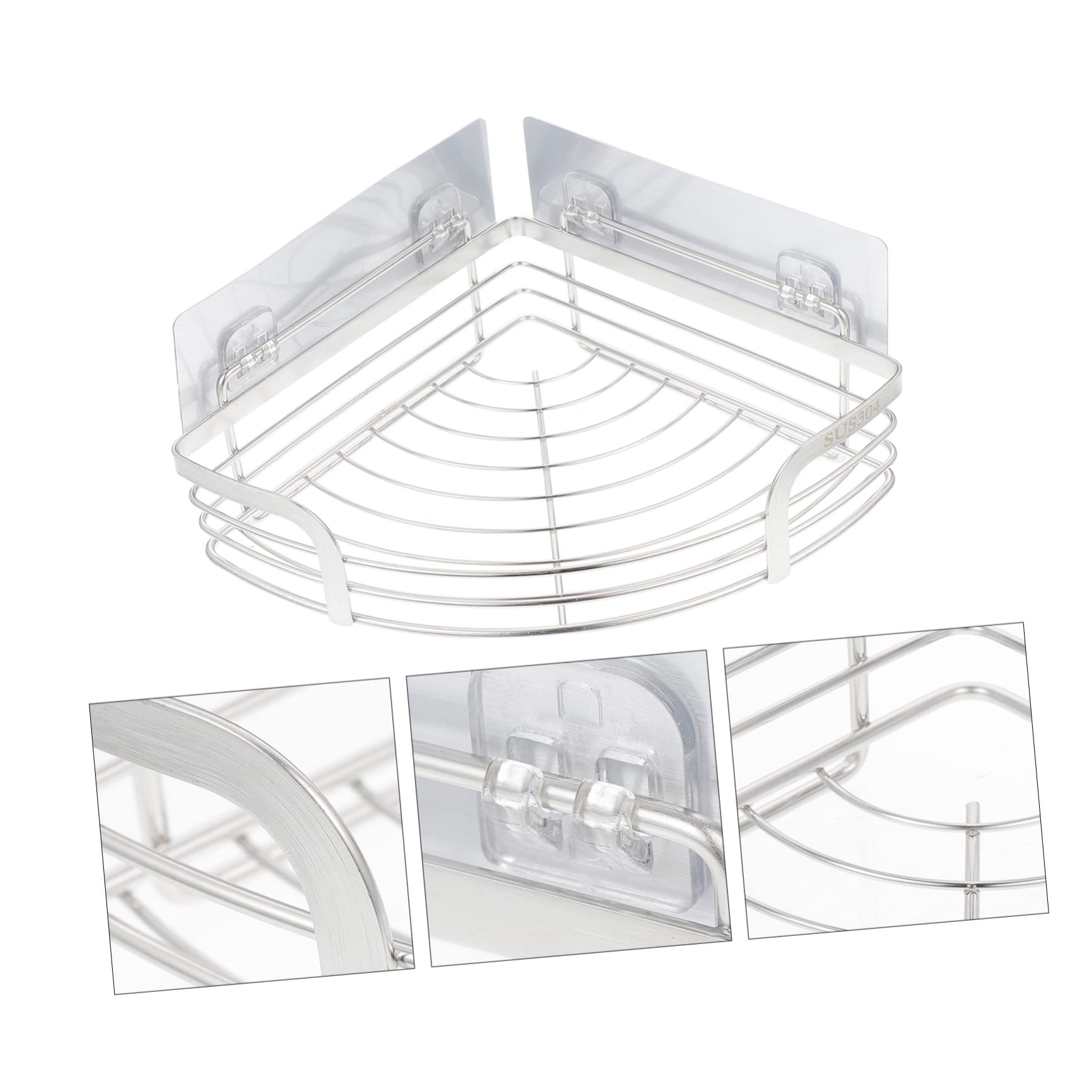 Organizador para Almacenamiento Práctico de Esquina de Ducha y Fácil de Instalar de Acero Inoxidable 304, Resistente Estante Adhesivo sin Taladro para Baño y Aseo