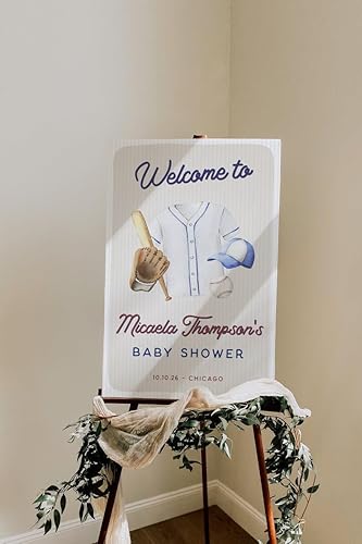 Letrero personalizado de bienvenida al baby shower Letrero de bienvenida de béisbol para baby shower Letrero de bienvenida de béisbol Cartel de