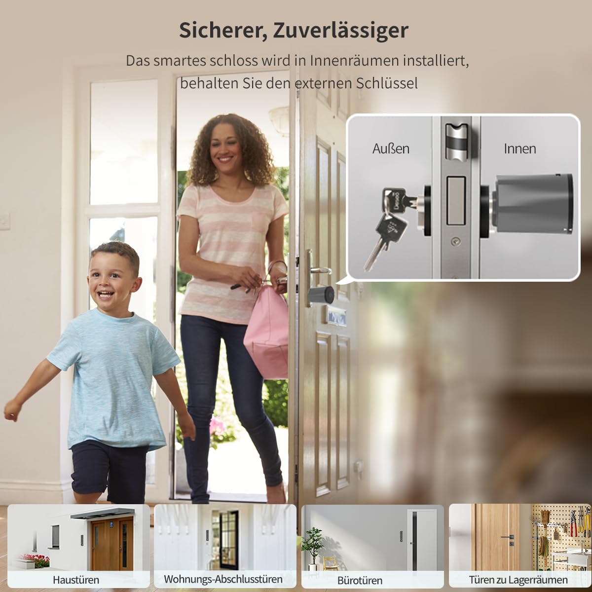 Smart Lock, cerradura electrónica para puerta con teclado, cilindro de cierre 35/35, desbloqueo de puerta mediante tarjetas NFC, código numérico, aplicación, llave, cerradura inteligente con