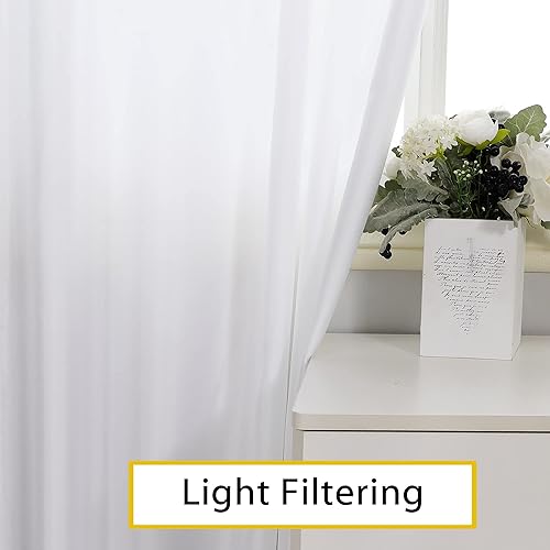 Miniatura 7 de Uptown - Cortinas de seda sintética para ventana de sala de estar 2 paneles de cortina blanca texturizada de 96 pulgadas de largo cortinas de lujo