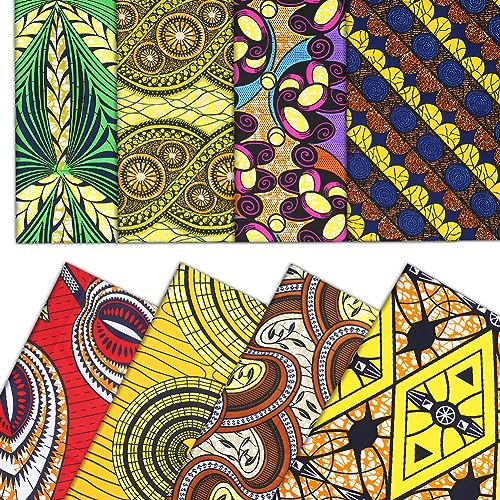 8 piezas de tela con estampado africano de 19.7 x 15.7 pulgadas, patrón étnico bohemio Ankara de 50 x 40 cm, parches precortados africanos multicolor para cubrir la cara, hacer costura, suministros de