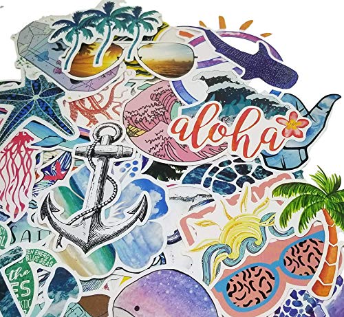 Ocean/Beach Water Stickers 50 Pack Surfing Girl Teen Kids Laptop Bottle Travel Case