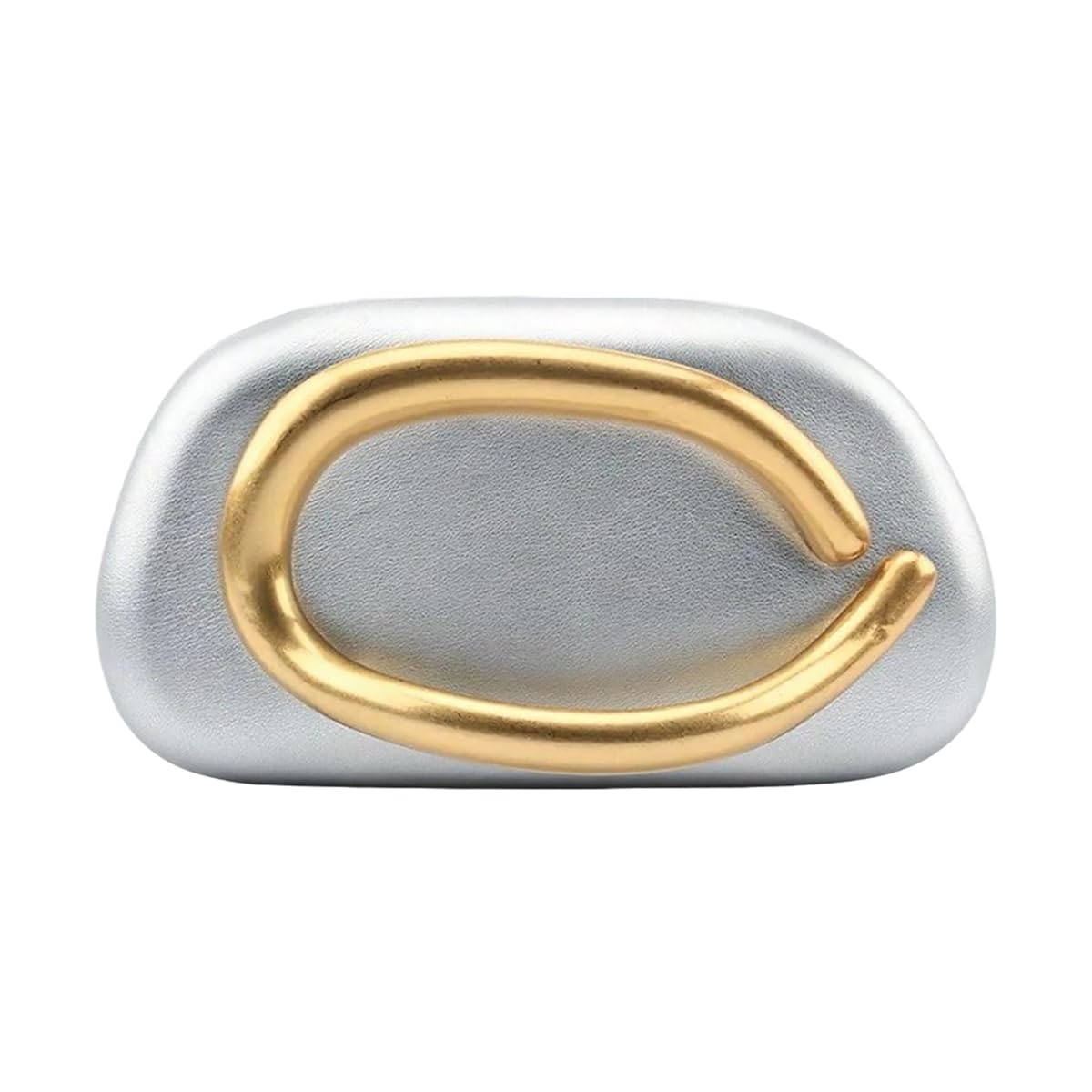 Women PU Leather Metal Handle Handbag Trendy Commuting Compact Stone Purse Hand-held Causal Shoulder Clutch Bag