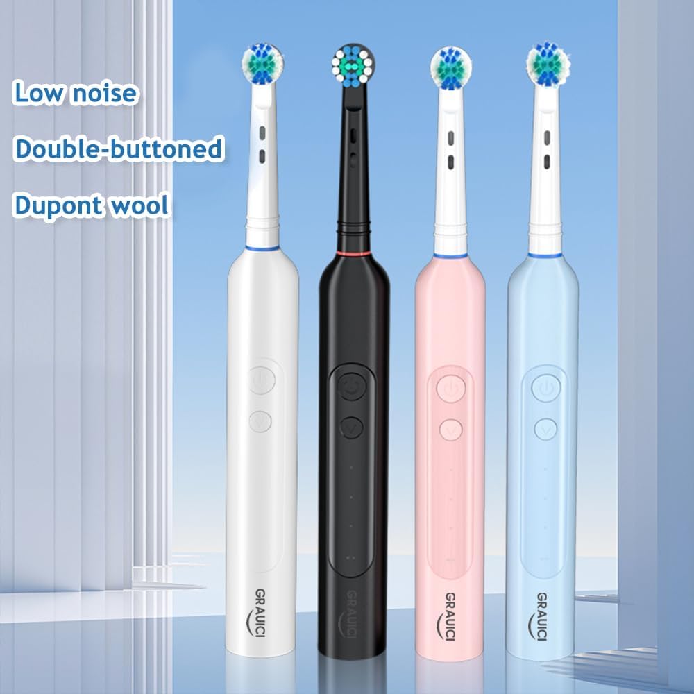 Deep Clean - Spazzolino da denti elettrico ricaricabile, sensore di pressione per proteggere le gengive (bianco chiaro)