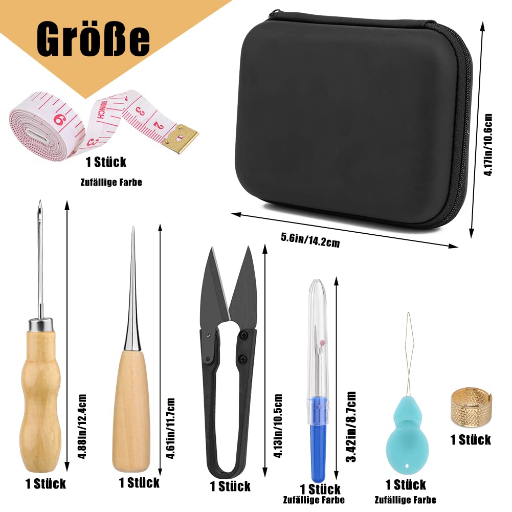 Kit Couture Cuir 32 Pièces – Fils Cires, Aiguilles, Ciseaux, Dé à Coudre – Réparation & Artisanat