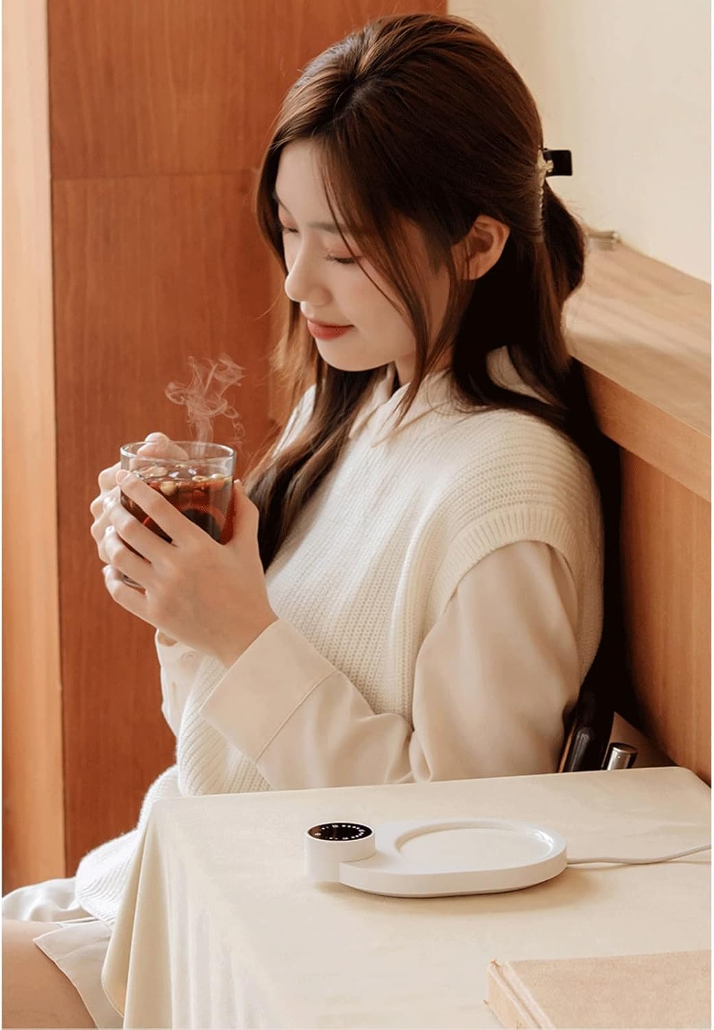Cup Warmer Heating Plate Intelligent Constant Temperature 55 Degrees Heating Timer to Keep Warm Coaster for Coffee Milk Tea Water (Color : Green)