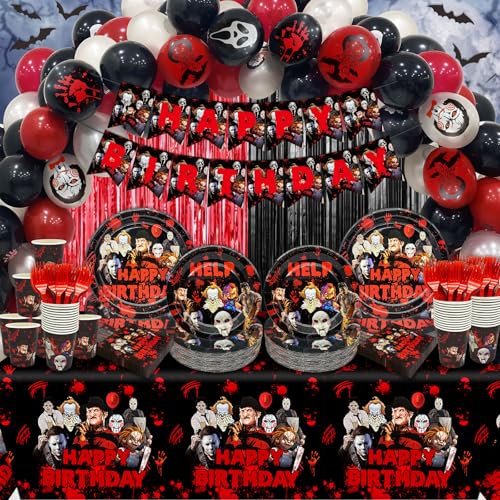164 Pcs Horror Birthday Party Decorations Horror Movie Birthday B...