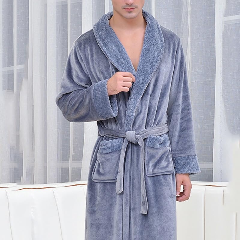 Autumn/Winter Long and Thick Bathrobe Bathrobe Men's Bathrobe Velvet Bathrobe Women's Hotel Gown(3X-Large)2