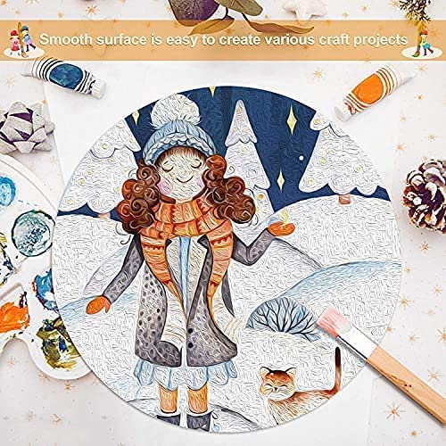 Twinkling Parrots DIY4U Round Circle Strong Blank 2mm MDF Board 12 Inch Diameter for Art and Craft Project | Pine Wood Slices for Resin & Fluid Art | Mandala | Pyrography | Pack of 6 + 6 Hook Free 3
