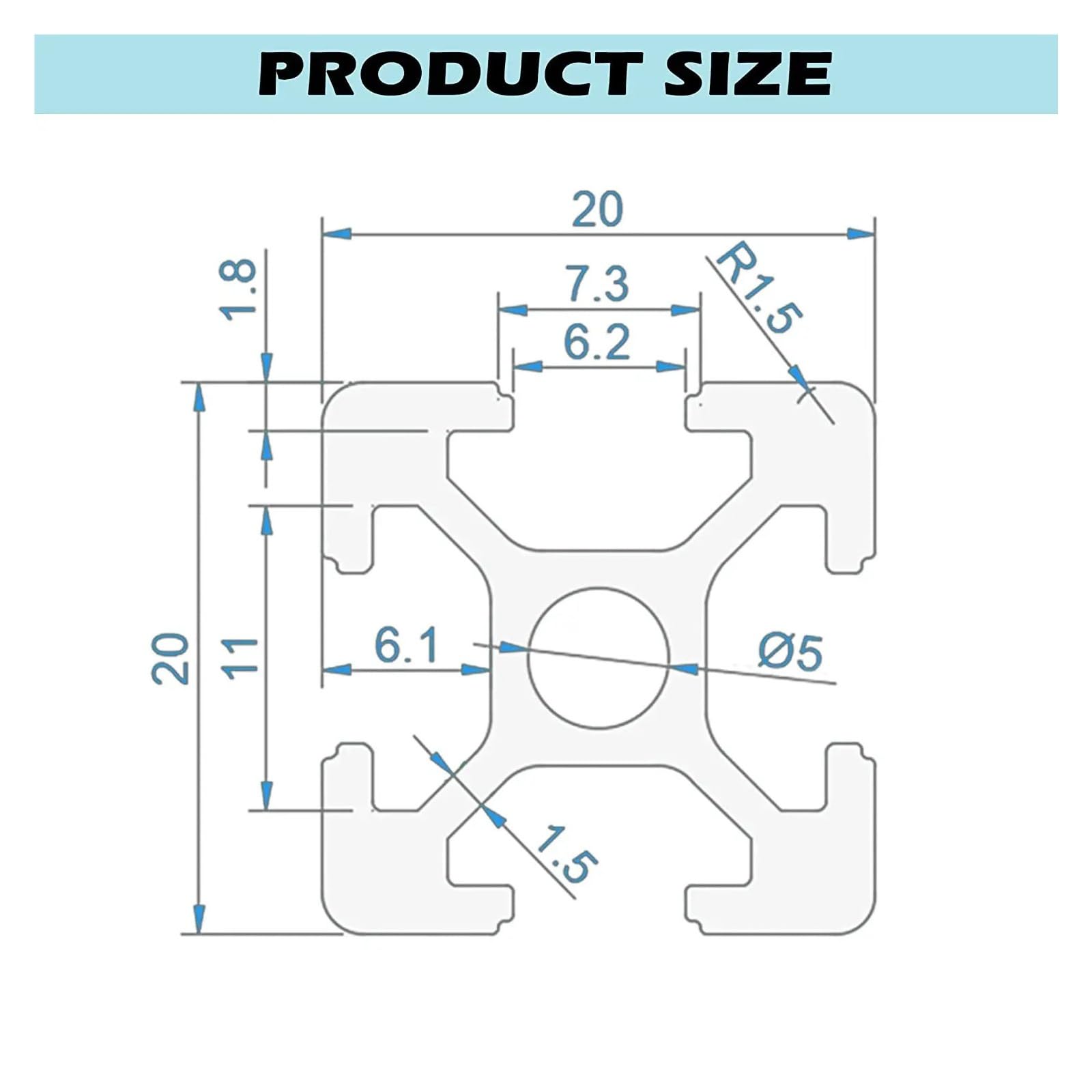 2020 T-Nut Aluminium 400 mm 10 Stück for 3D-Drucker/CNC