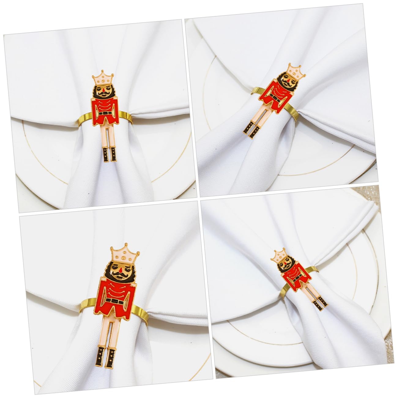 Fennco Styles Nussknacker Serviettenringe, 4 Stück In Dunkelgold – Dekorative Halter Für Weihnachten & Feste