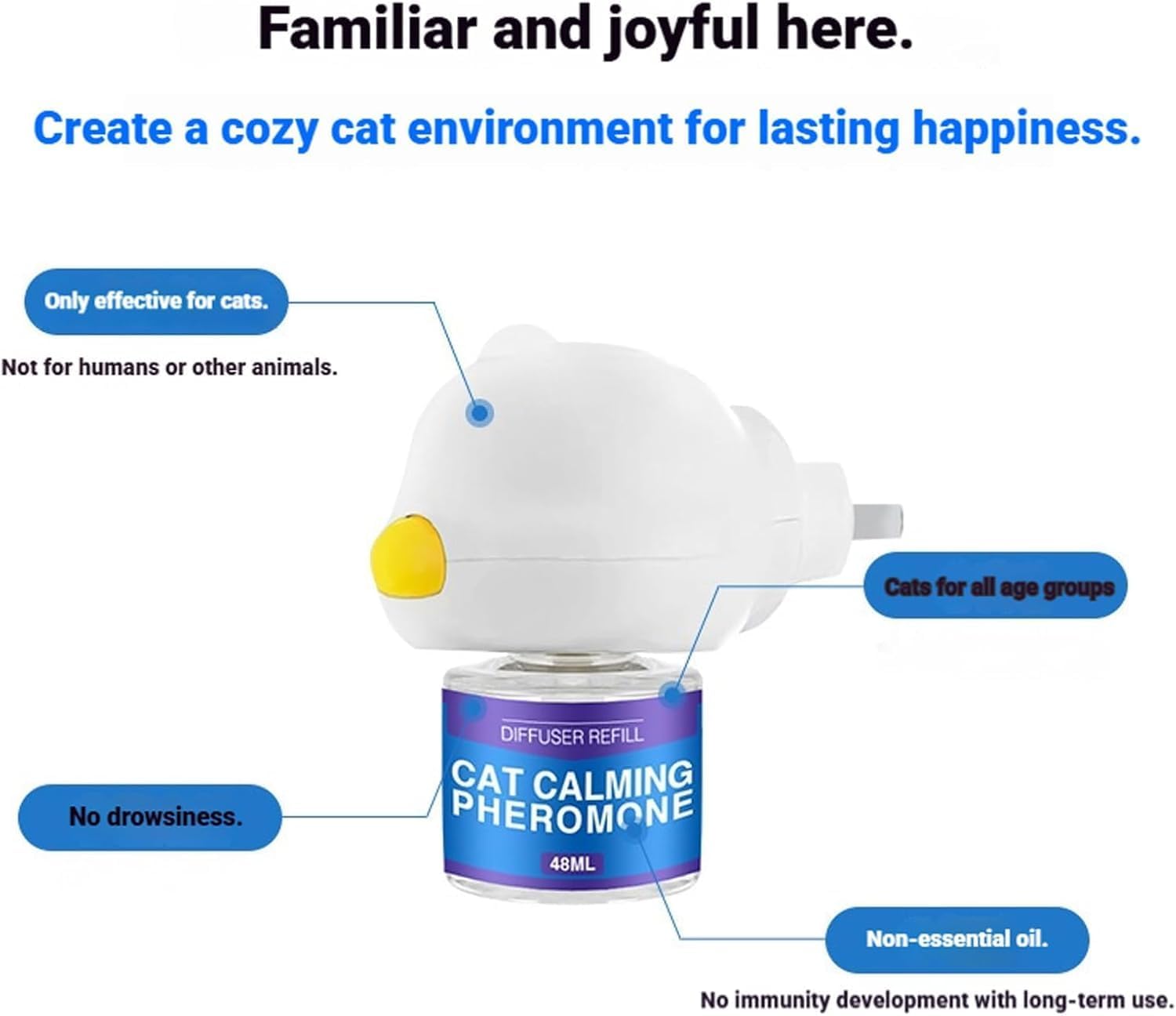 Petwellness Diffuseur Chat,Pet Wellness Diffuseur Chat Anti Urine,avec Recharges,Stop Aux Bagarres Et Aux Sifflements des Chats Fini Au Marquage Urinaire，2pcs