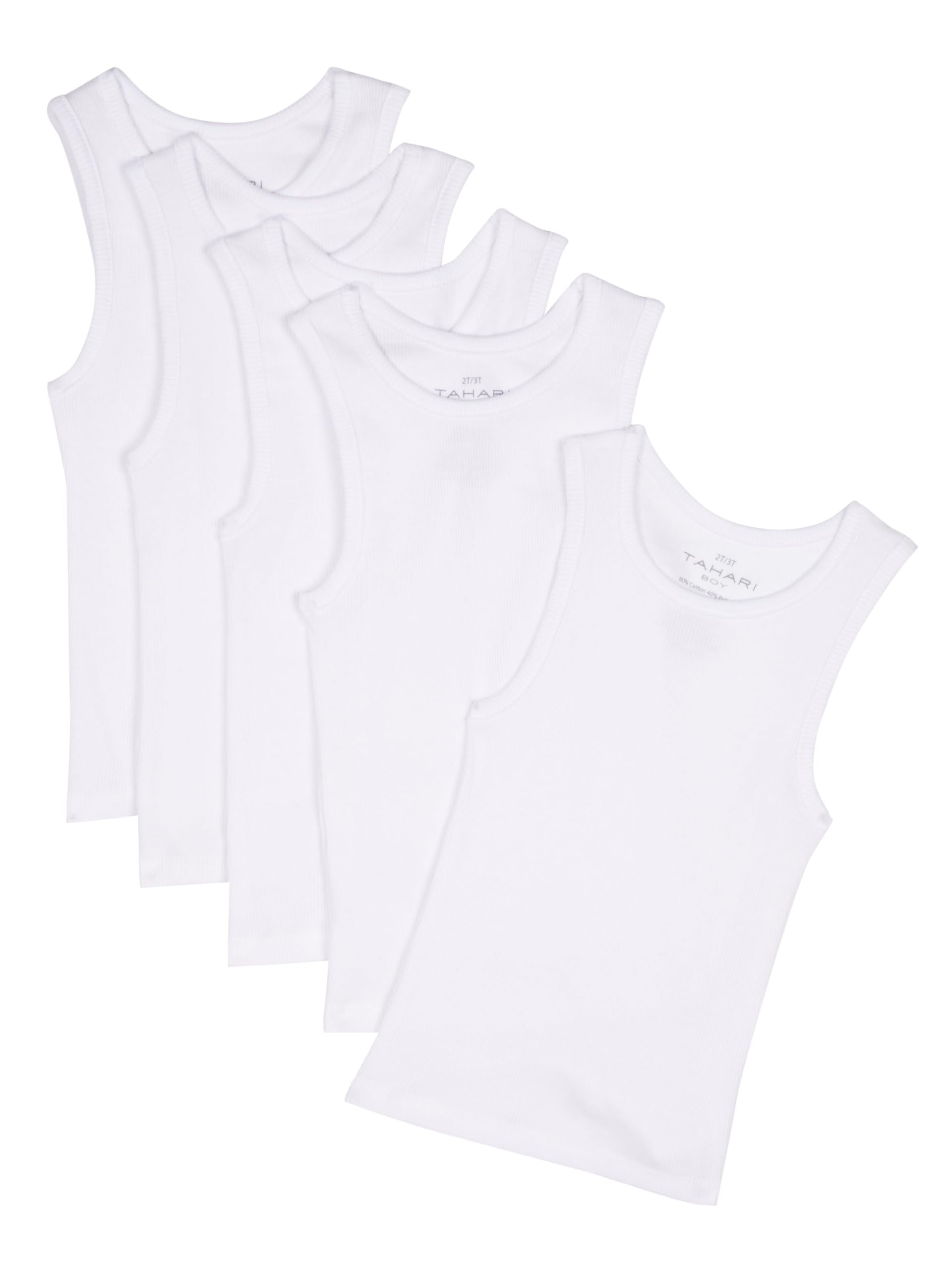 TAHARI5-Pack Boys Ribbed Cotton Tank