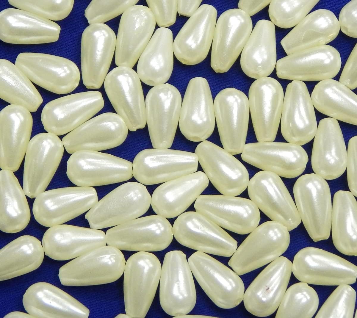 Perlin Zuchtperlen Wachsperlen zum Auffädeln 10x6mm 500 Stück Tropfen ABS Imitat Perlen Perlmutt Kunstperlen mit Löchern für Schmuck Basteln Hochzeit Party Dekoration Tischdeko Creme
