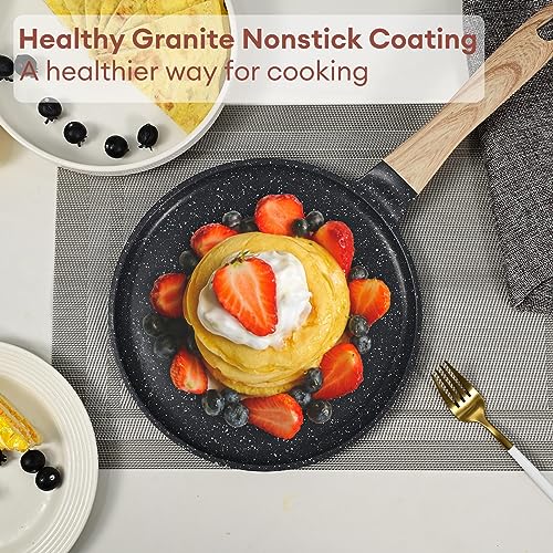 JEETEE Crepe Pfanne 28cm, Granit-Antihaftbeschichtung Pancake Pfanne, Bakelitegriff, Kompatibel Mit Allen Herden und Induktionskochern, PFOA Frei, Grau – Bild 7
