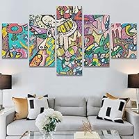 SIGNWIN 5 Panel Canvas Wall Art Organic Arrangement Modern Artwork for Home Decorations Ready to Hang - 60