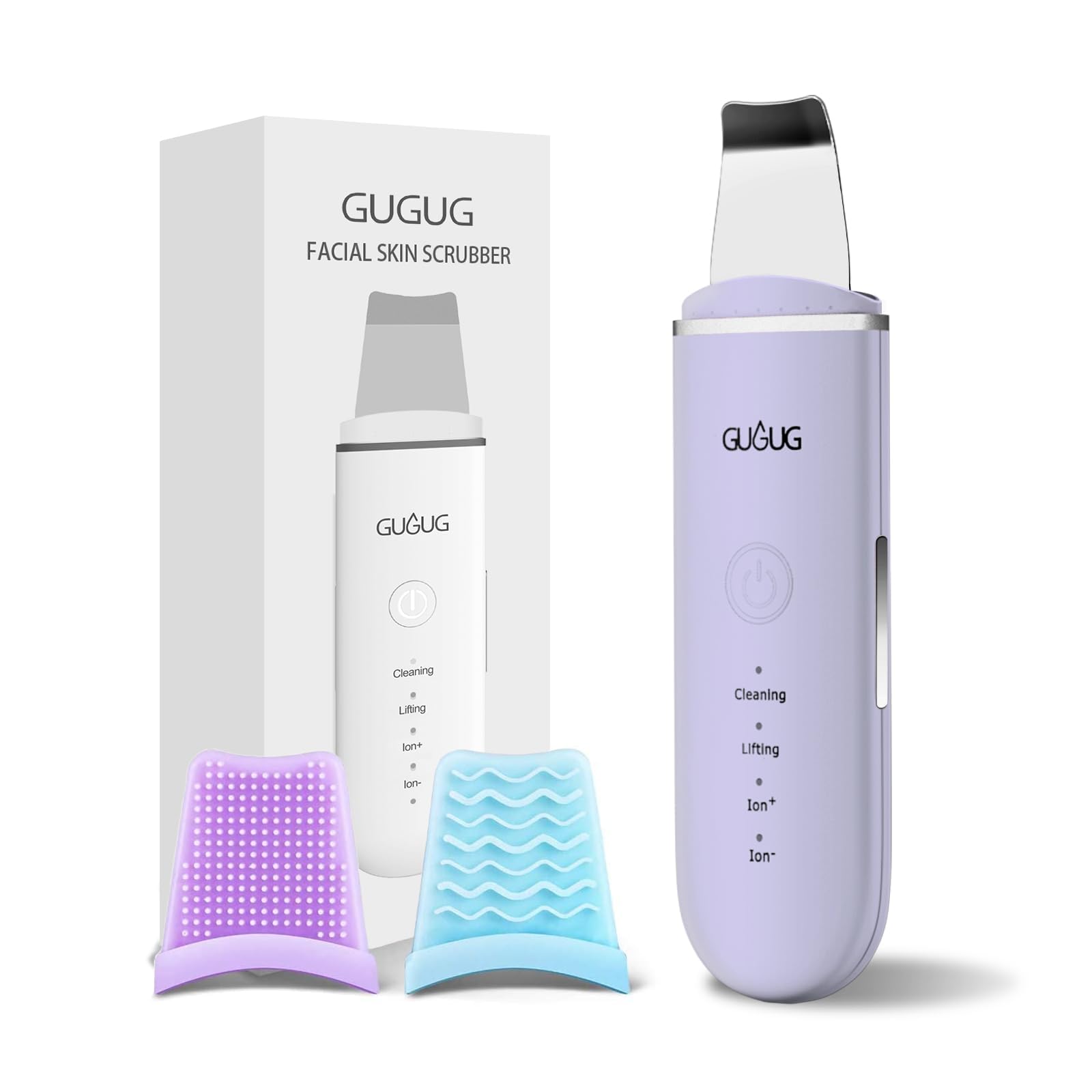 GUGUG Skin Scrubber Spatula Pore Cleaner Blackhead Remover,4 Modes,Purple