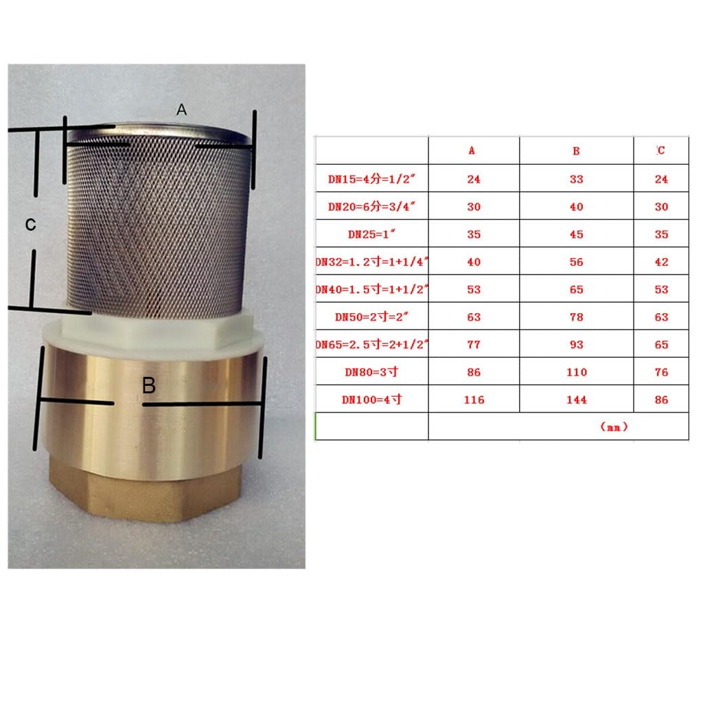 Filtro de Succión de Bomba de Agua, 1 válvula de succión Inferior de Malla de Acero Inoxidable 304 de latón(1 Inch)