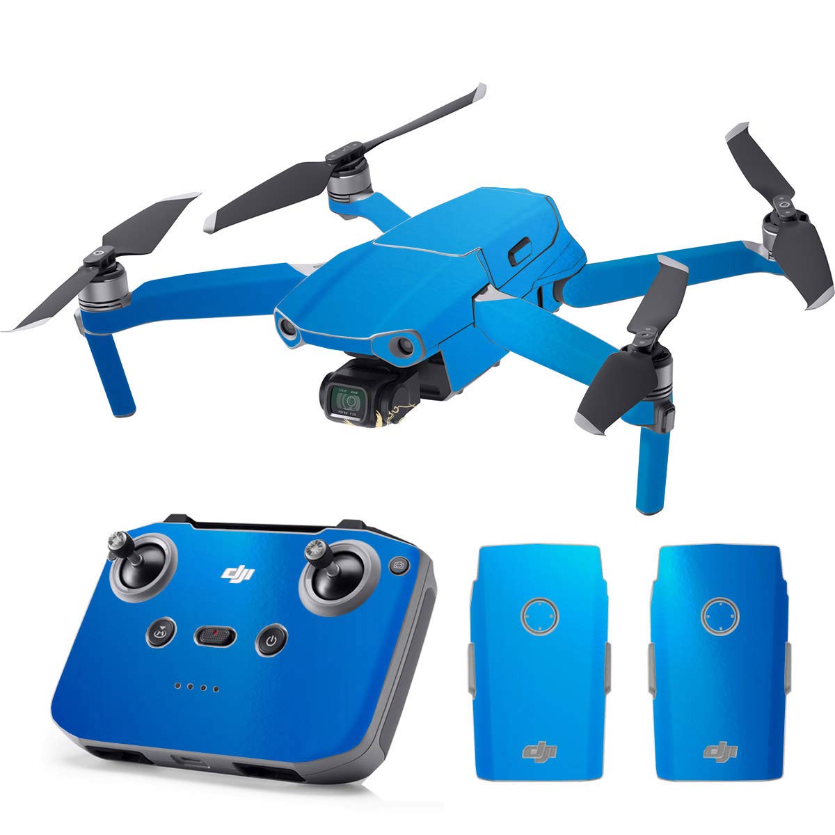 SopiGuard Skin for DJI Mavic Air 2 Precision Vinyl Sticker Full Drone Set + Controller + 3 Battery Skins (Gloss Blue)