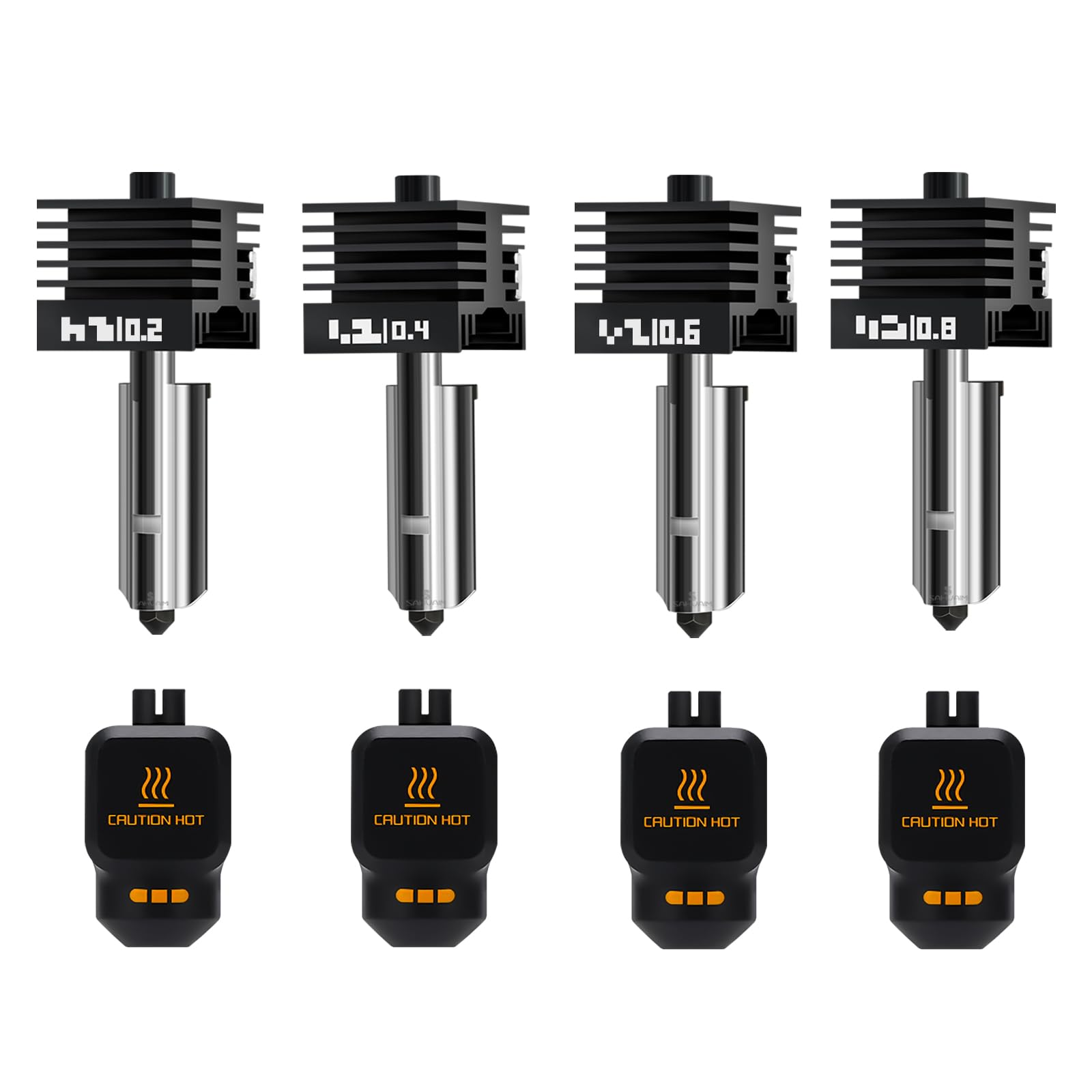 Upgraded 0.2/0.4/0.6/0.8MM H2D Hotend Kit for Bambu Lab H2D Combo/AMS 2 Pro/A1/A1MINI 3D Printer, High Temperature Quick Swap Hardened Steel Nozzle Replacement 3D Printer Extruder(4Pack)-picture-28