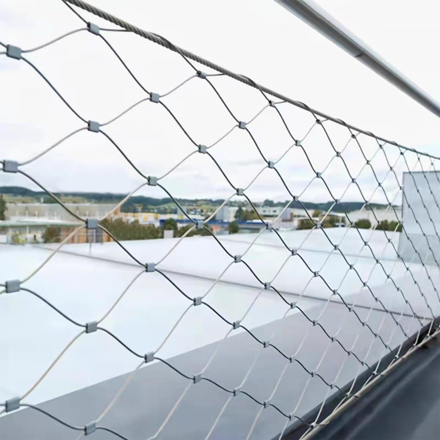 Wzmazingly Stainless Steel Rope Net, 20cm/2mm Protection Net, Impact Resistant Wire Mesh Fencing for Football Field Garden Farm(2x2m)