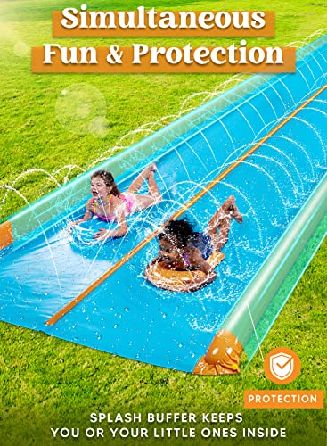 Sloosh Double Lane Water Slide,25ft x 6ft Heavy Duty Water Slip Lawn Slide with Sprinkler and 2 Inflatable Boards for Adult Kids Party Summer Yard Outdoor Play Activities - Thumbnail 5