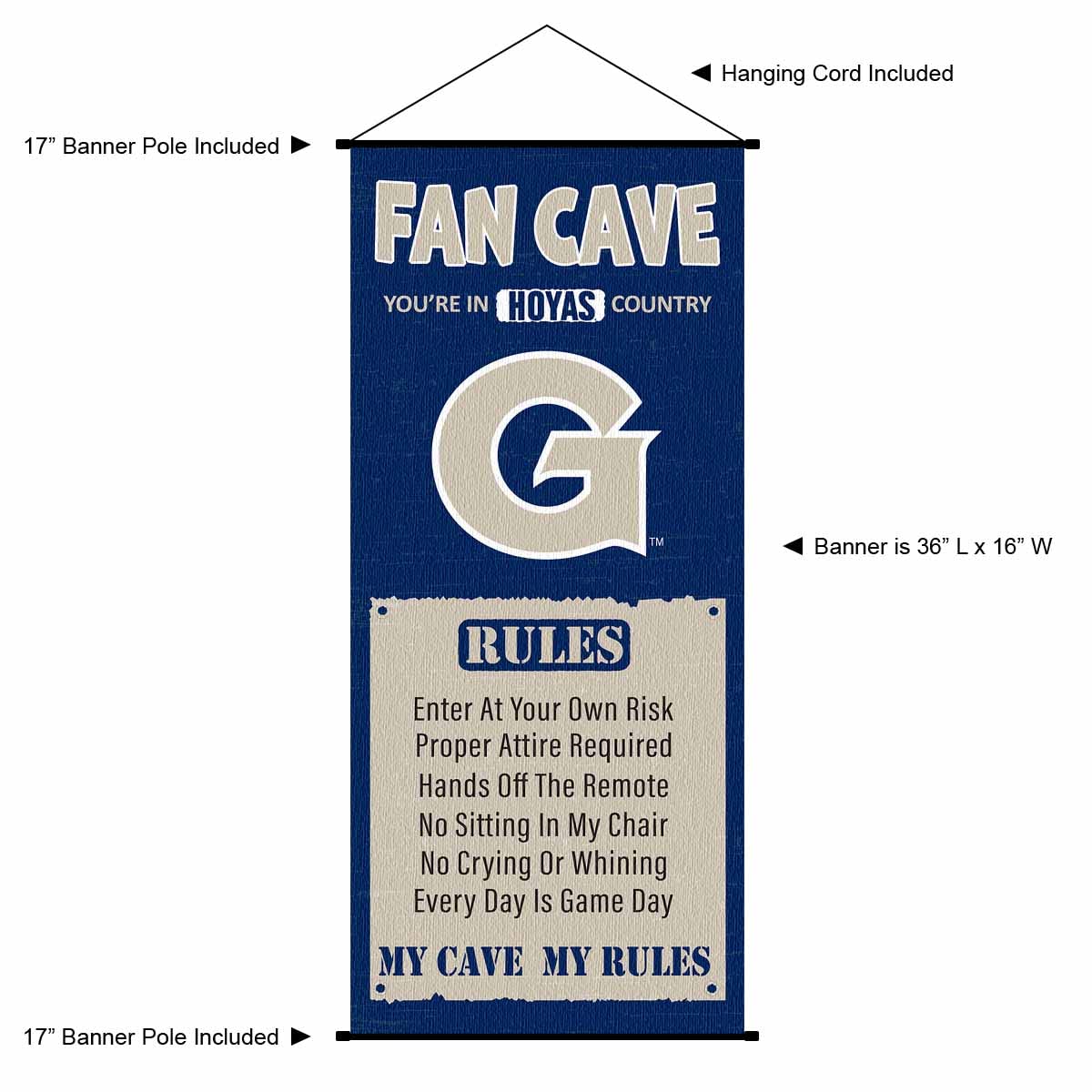 Georgetown Hoyas Man Cave Fan Banner Scroll